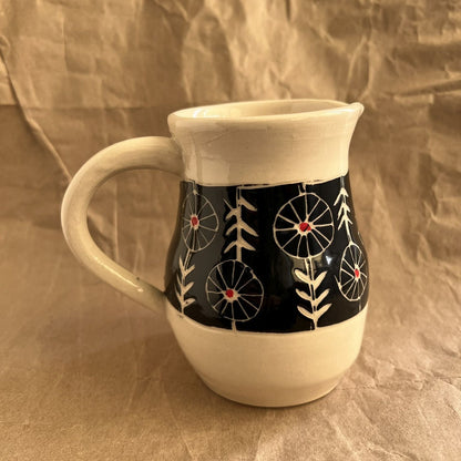 Small White Pitcher with Bold Flowers