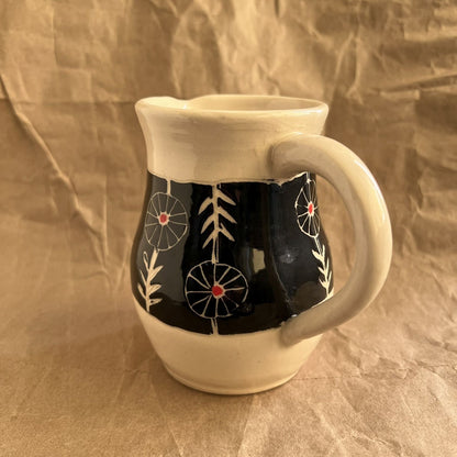 Small White Pitcher with Bold Flowers